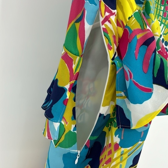 J. Crew Factory Tropical Printed Ruffle Cami Slip Dress Women’s Size 0 - Picture 8 of 10